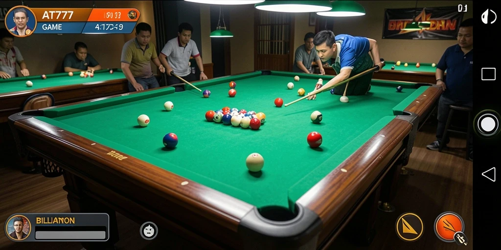 Tampilan antarmuka Billiard AT777 yang menarik dan intuitif.