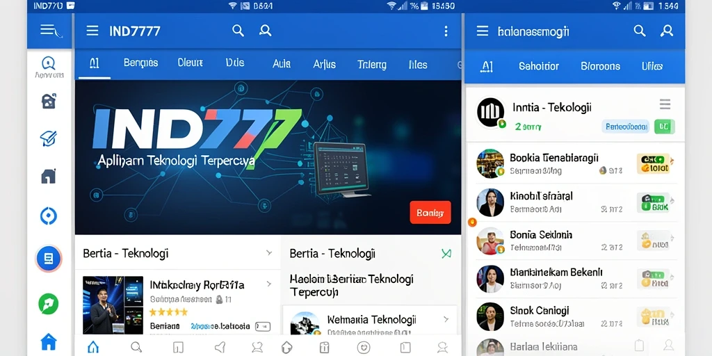 Tampilan antarmuka aplikasi IND777 dengan berita teknologi terbaru.