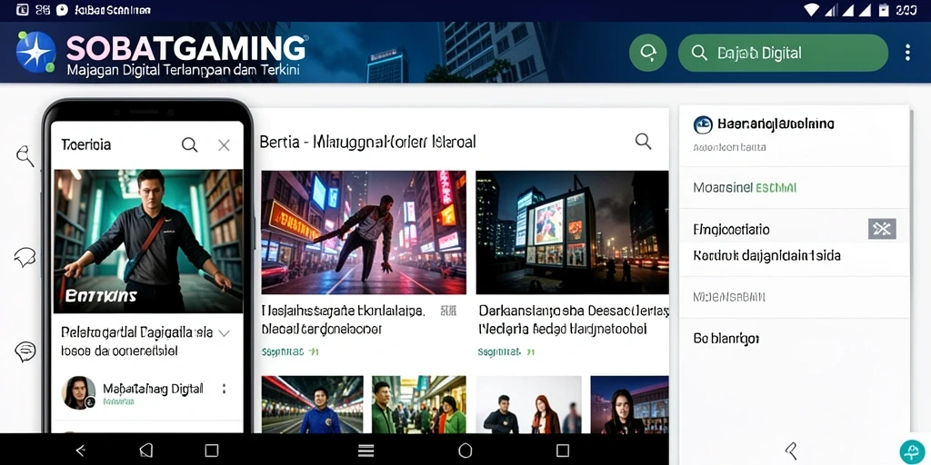 Tampilan antarmuka aplikasi SOBATGAMING dengan fitur Majalah Digital.
