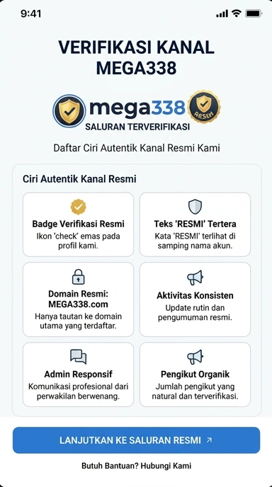 Tampilan kanal resmi mega338